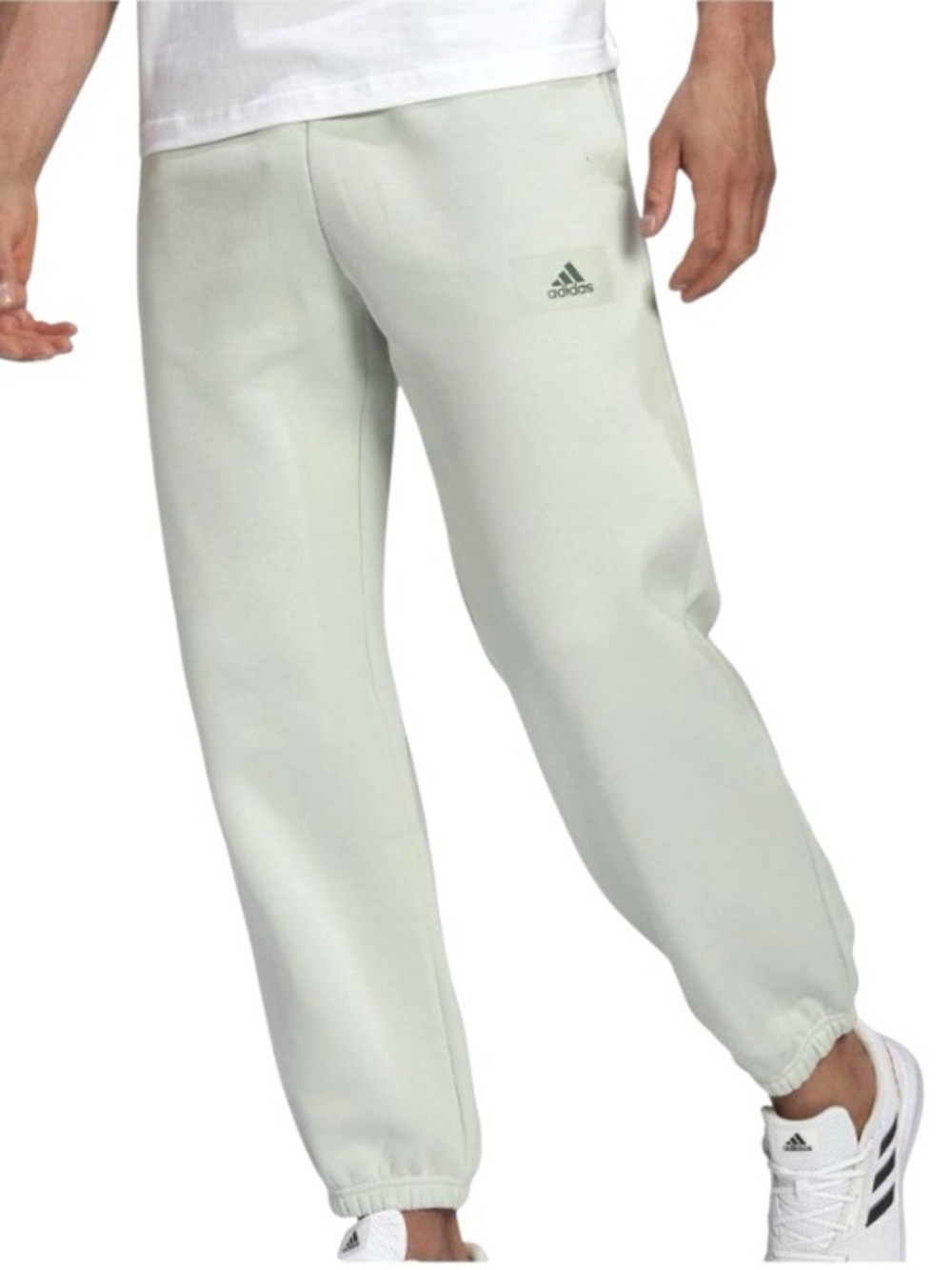 adidas Pale Green Fleece Joggers Sz XL Elastic Hem Sustainable Sporty sweatpants